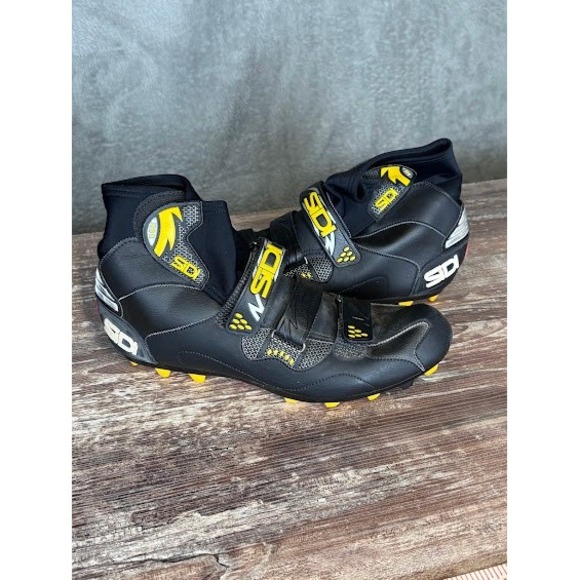 Sidi Winter Cycling Shoes Size 13 Black Yellow Road Bicycle Boots Made in Italy - Picture 1 of 14